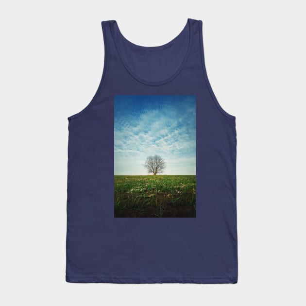 a tree in the spring field Tank Top by psychoshadow